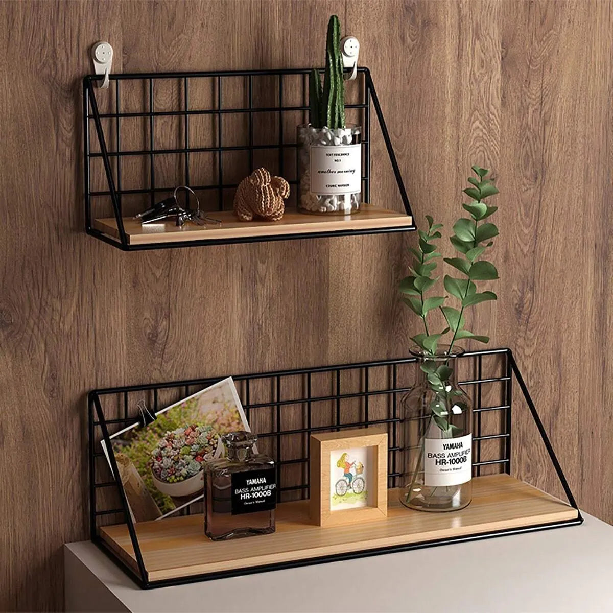 Grid Wood Wall Shelf
